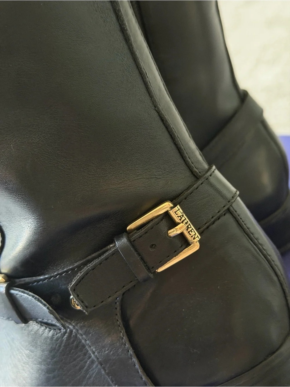 Ralph Lauren (RLL) Black Leather Riding Boots - Tall Knee-High
